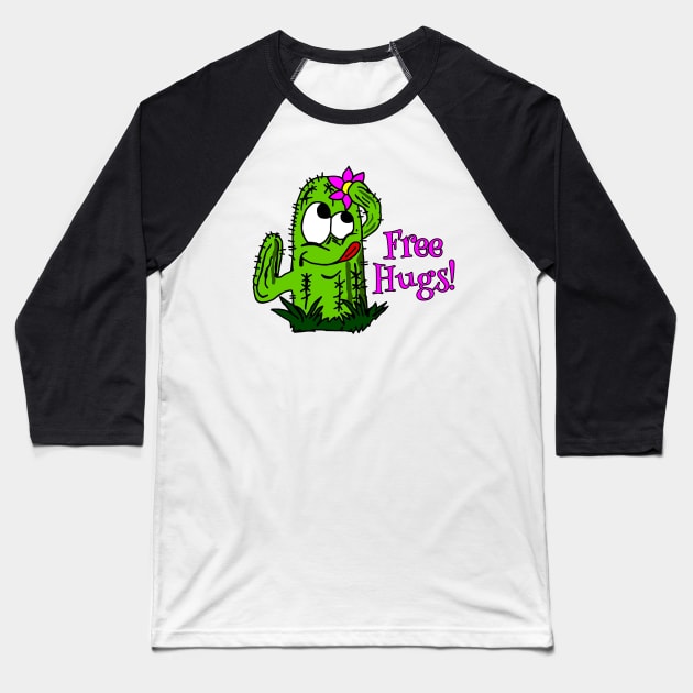 Free Hugs Cactus Baseball T-Shirt by imphavok